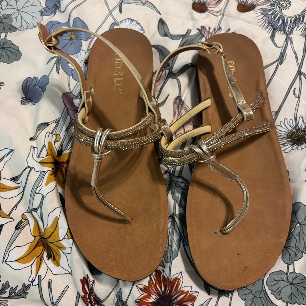 Brown and Gold Sandals